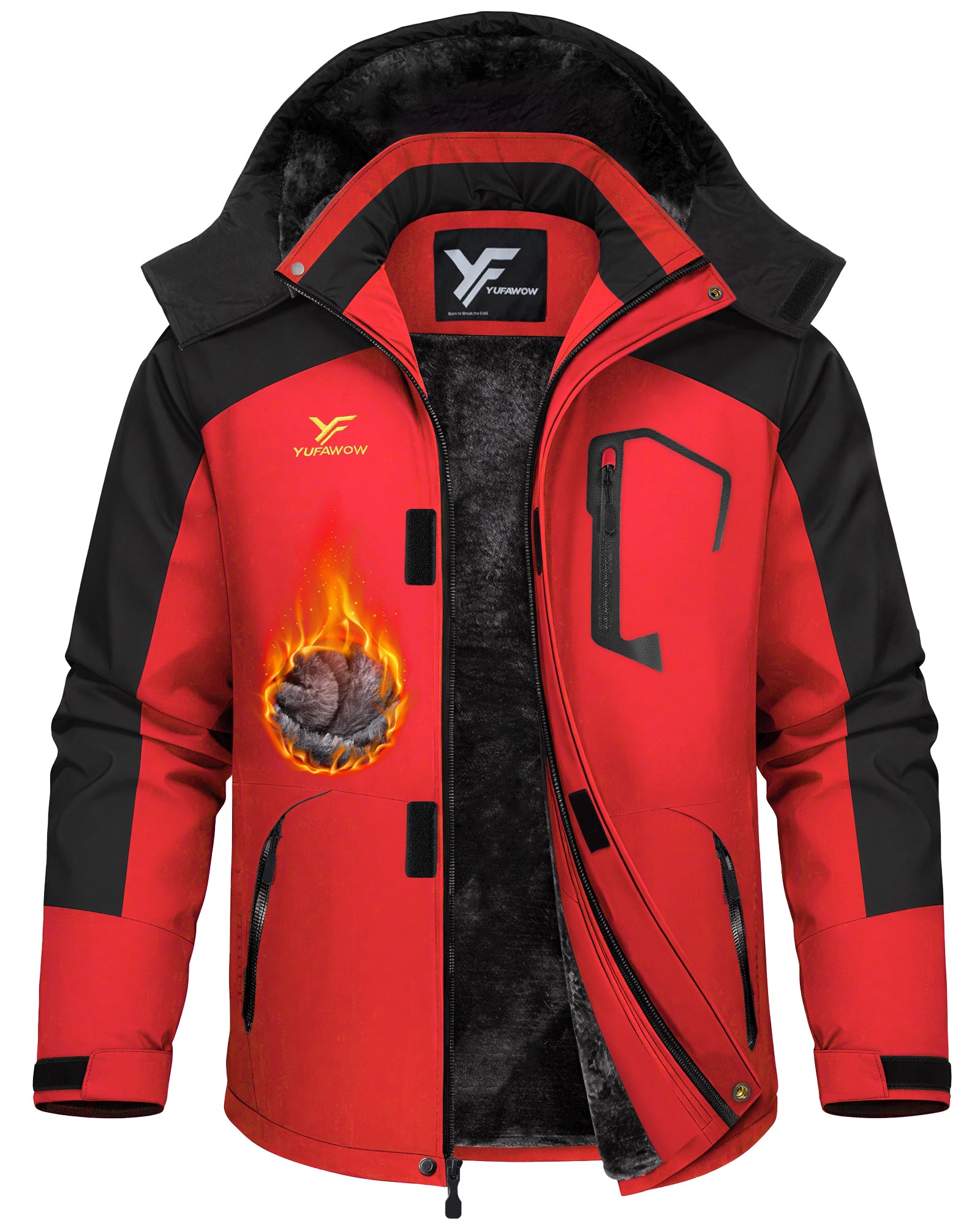 Men Winter Jackets(Black Red)