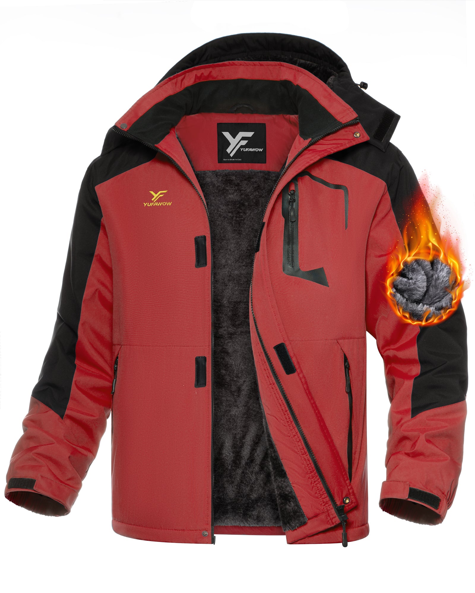 Men Winter Jackets(Black Red)
